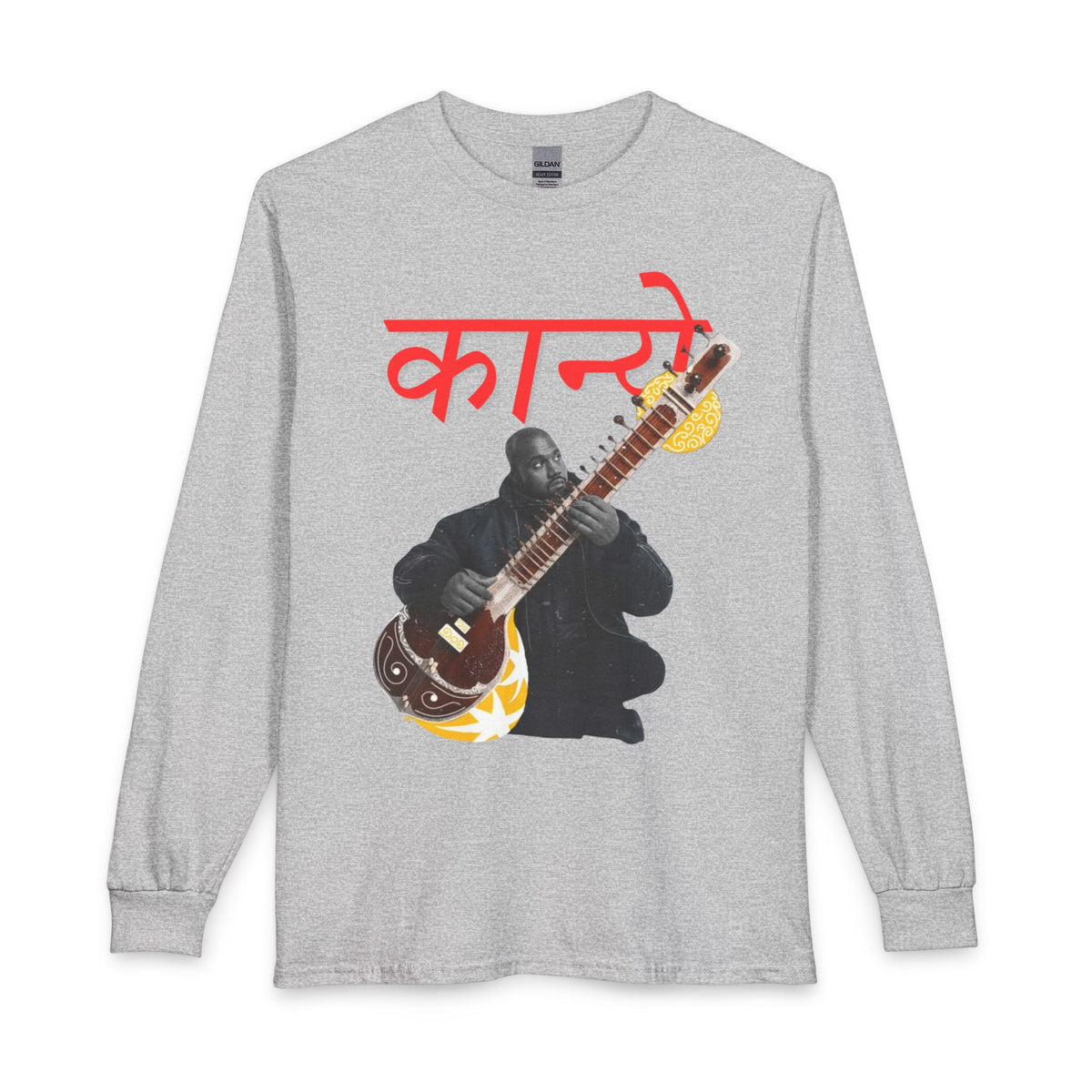 Sitar Musician Long Sleeve Shirt — 'कन' Graphic Indian Instrument Tee