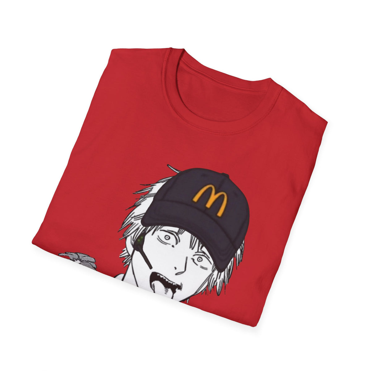 Anime Crewneck T‑Shirt — Fast Food Worker Illustration