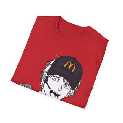 Anime Crewneck T‑Shirt — Fast Food Worker Illustration