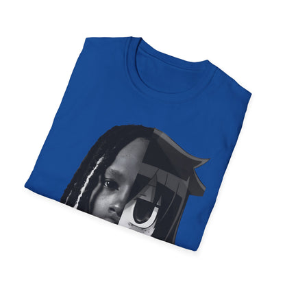 Split Face Portrait T-Shirt — Half Real Half Anime Graphic Tee