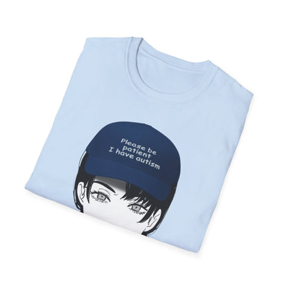 Anime Girl Graphic T‑Shirt – 'Please Be Patient I Have Autism' Cap Design