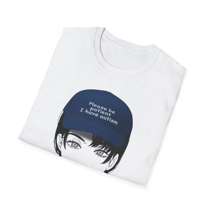 Anime Girl Graphic T‑Shirt – 'Please Be Patient I Have Autism' Cap Design