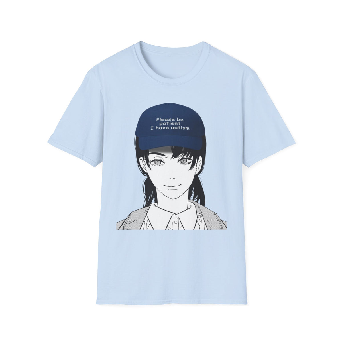 Anime Girl Graphic T‑Shirt – 'Please Be Patient I Have Autism' Cap Design