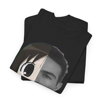 Anime Half-Face Portrait Tee — Split Manga & Photo Graphic T-Shirt