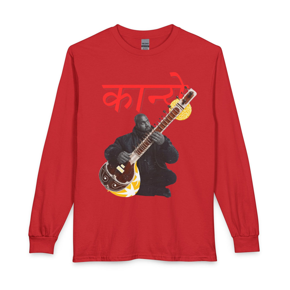 Sitar Musician Long Sleeve Shirt — 'कन' Graphic Indian Instrument Tee