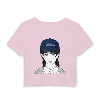 Anime Girl Crop Tee — "Please Be Patient I Have ADHD" Graphic