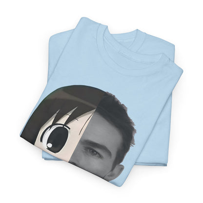 Anime Half-Face Portrait Tee — Split Manga & Photo Graphic T-Shirt