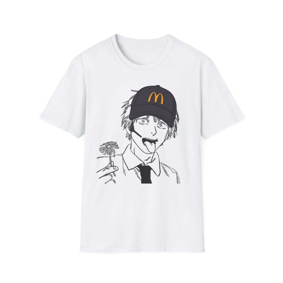 Anime Crewneck T‑Shirt — Fast Food Worker Illustration