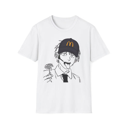 Anime Crewneck T‑Shirt — Fast Food Worker Illustration