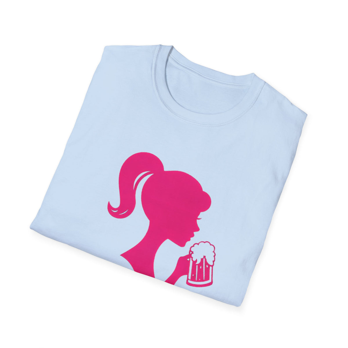 Beerbie Graphic T-Shirt — Pink Retro Barbie-Style Beer Tee