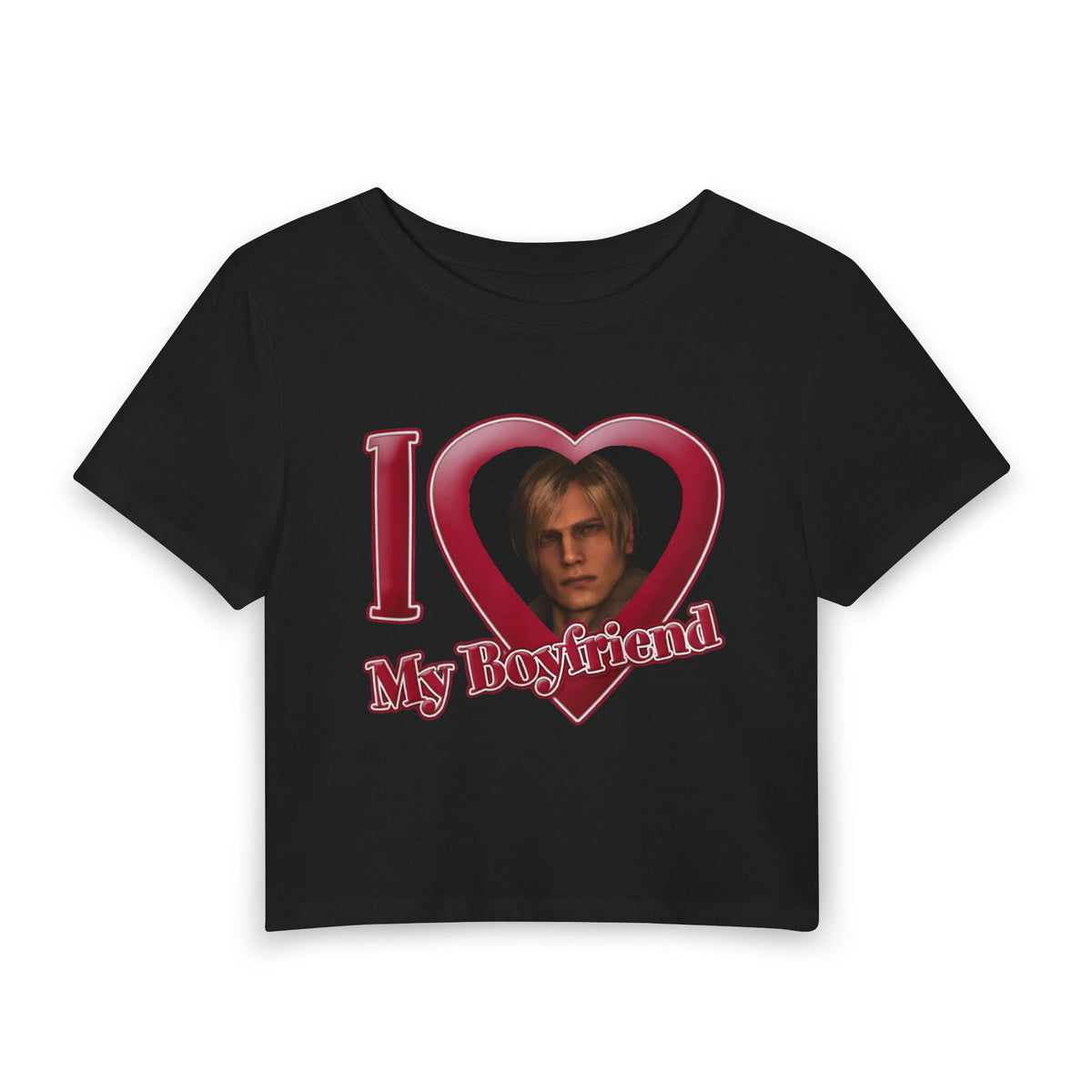 Heart Photo Baby Tee — "I  My Boyfriend" Crop Top