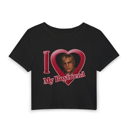Heart Photo Baby Tee — "I  My Boyfriend" Crop Top