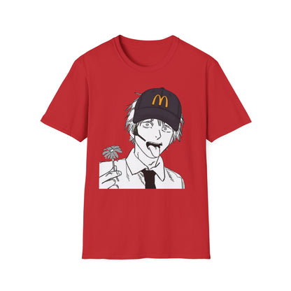 Anime Crewneck T‑Shirt — Fast Food Worker Illustration