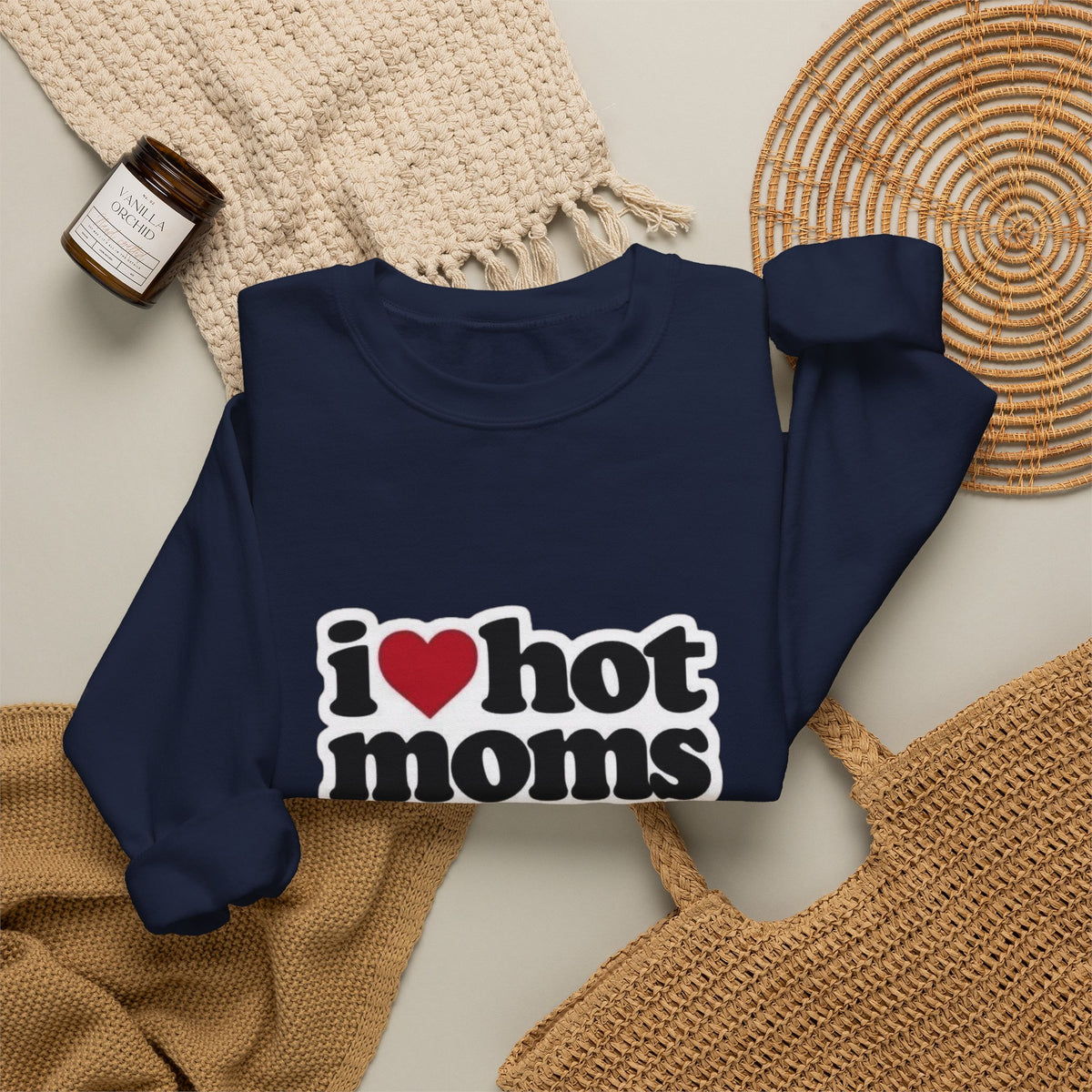 I  Hot Moms Sweatshirt — Retro Love Graphic Crewneck